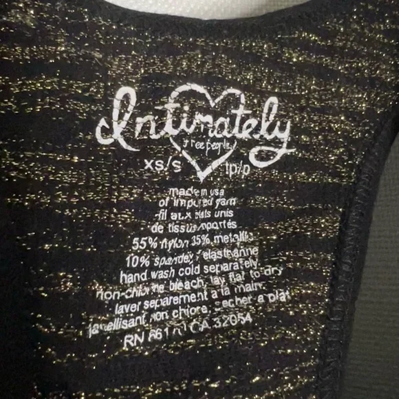 Intimately Free People Black and Gold Metallic Racerback Tank Top Small - Picture 3 of 5